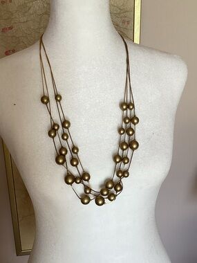 Multi-Strand Matte Gold Bead Necklace - Women Jewelry